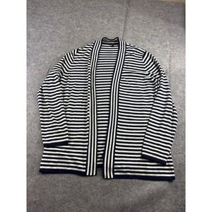 Talbots Women's XL Navy striped Lambswool blend Cardigan Nautical Preppy Teacher